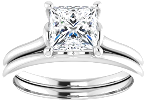 Platinum  6 mm Square Solitaire Engagement Ring Mounting (8)