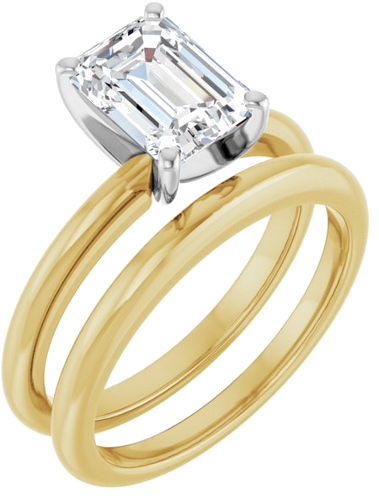 Sužadėtuvių Žiedas 18k yellow gold & platinum Emerald 8mm x 6mm (6)