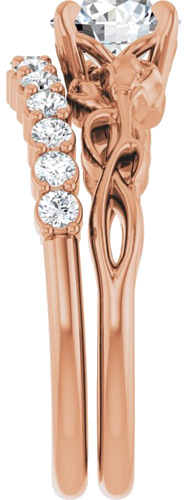 14K Rose 6.5 mm Round Nature-Inspired Engagement Ring Mounting (9)