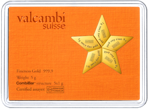 5 x 1 g CombiBar™ Gold STAR Investment Gold Bars Valcambi (2)