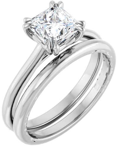Sužadėtuvių Žiedas „Double Claw-Prong“ 14k white gold Square 6mm (6)