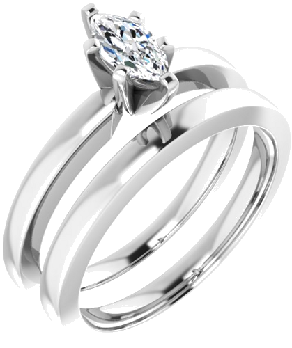 Sužadėtuvių Žiedas „Solitaire“ 585 Baltojo Aukso Marquise 7mm x 3.5mm (6)