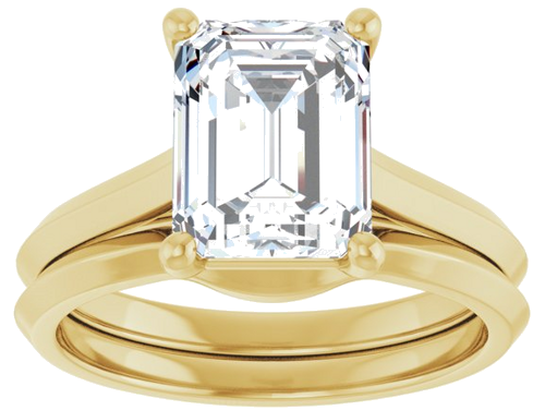 Sužadėtuvių Žiedas „Solitaire“ 585 Geltonojo Aukso Emerald 9mm x 7mm (8)