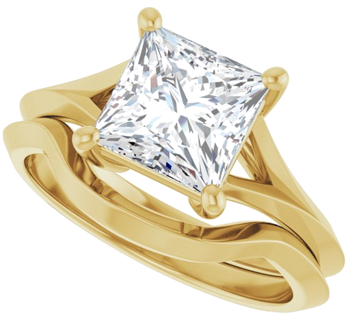 Sužadėtuvių Žiedas „Solitaire Split Shank“ 10k yellow gold Square 7mm (10)