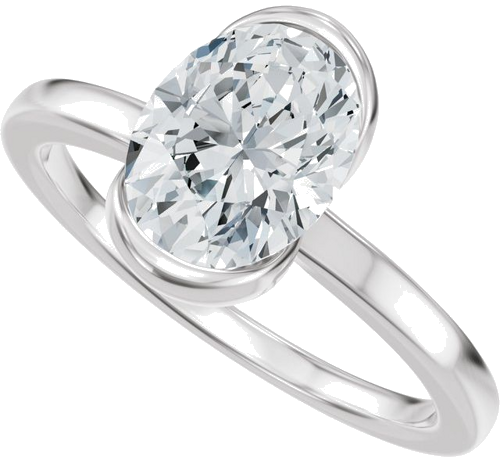 Sužadėtuvių Žiedas „Half Bezel Solitaire“ 14k white gold Oval 8.5mm x 6.5mm (5)