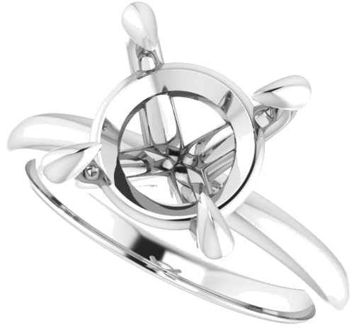 14K White  10 mm Round Solitaire Engagement Ring Mounting (5)