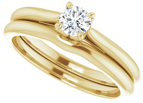 14K Yellow  4.1 mm Round Solitaire Engagement Ring Mounting (10)