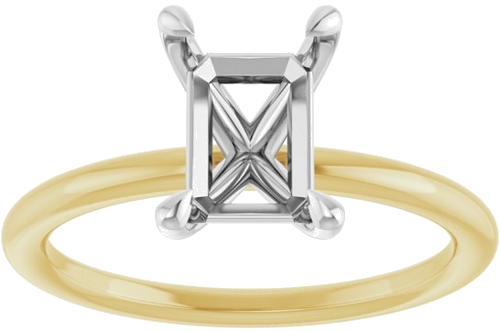 Sužadėtuvių Žiedas „Claw-Prong Solitaire“ 14k yellow/white gold Emerald 8mm x 6mm (3)