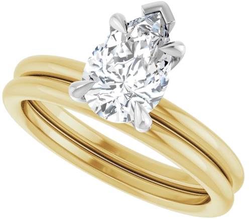 Sužadėtuvių Žiedas „Claw-Prong Solitaire“ 14k yellow/white gold Pear 9mm x 6mm (10)