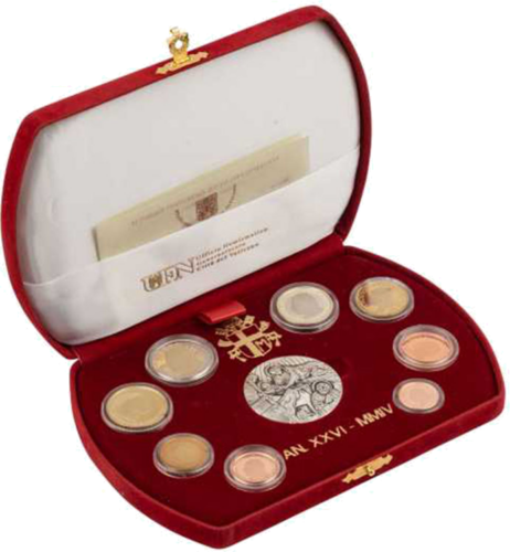 2004 Vatican John Paul II Proof Euro coin set with silver medal (1)
