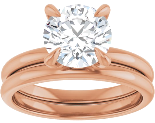 Sužadėtuvių Žiedas „Solitaire“ 585 Rožinis Aukso Round 8mm (8)