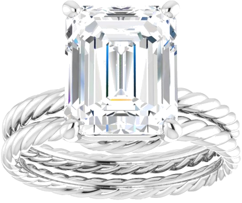 Sužadėtuvių Žiedas „Solitaire Rope“ 14k white gold Emerald 11mm x 9mm (8)