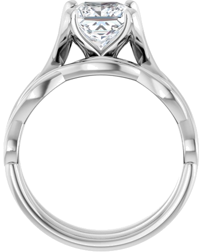 Sužadėtuvių Žiedas „Solitaire Rope“ 14k white gold Square 6.5mm (7)