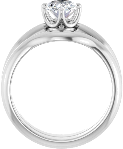 Sužadėtuvių Žiedas „Solitaire Crown-Inspired“ 14k white gold Oval 8mm x 6mm (7)