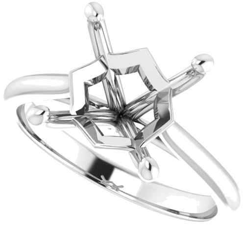 Sužadėtuvių Žiedas „Solitaire“ 14k white gold Square 8mm (5)
