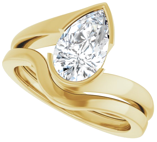 Sužadėtuvių Žiedas „Half-Bezel Solitaire“ 14k yellow gold Pear 10mm x 6mm (10)