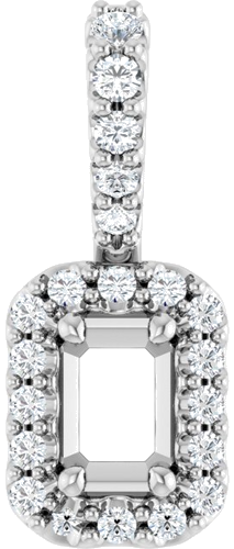 Pakabukas „Halo-Style“ 14k white gold Emerald 5mm x 3mm (1)