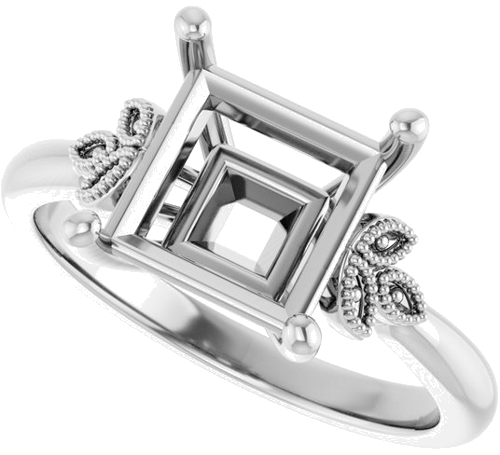 Sužadėtuvių Žiedas „Solitaire“ 14k white gold Square 7.5mm (5)