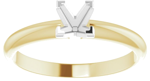 14K Yellow White 4.5 mm Square V-End 4-Prong Engagement Ring Mounting (3)