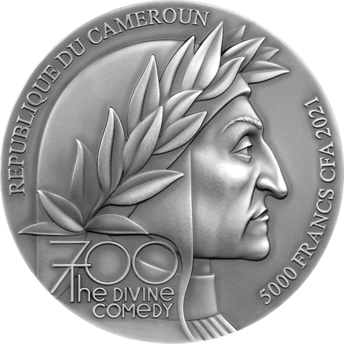 5 oz Dieviškoji komedija 2021 Kamerūnas sidabrinė moneta (3)