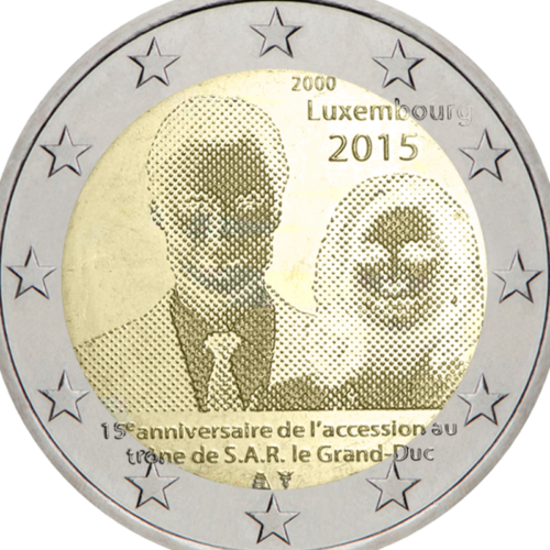 2015 Luxembourg Henri 15 years on the throne 2 euro coin (2)
