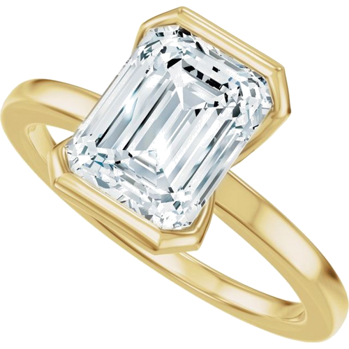 Sužadėtuvių Žiedas „Half Bezel Solitaire“ 14k yellow gold Emerald 8.5mm x 6.5mm (5)