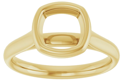 14K Yellow  7 mm Cushion Solitaire Engagement Ring Mounting (3)