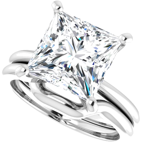 Sužadėtuvių Žiedas „Solitaire“ 14k white gold Square 9mm (10)