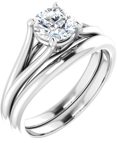 Sužadėtuvių Žiedas „Solitaire“ 585 Baltojo Aukso Round 6mm (6)