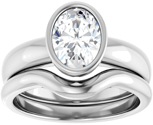 Sužadėtuvių Žiedas „Bezel-Set Solitaire“ 14k white gold Oval 8mm x 6mm (8)