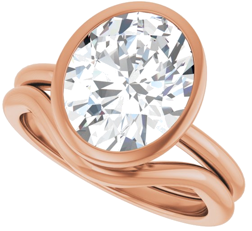Sužadėtuvių Žiedas „Bezel-Set“ 14k rose gold Oval 11mm x 9mm (10)