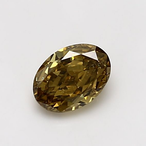 0.71 carat Fancy Deep Brownish Greenish Yellow-SI1 Natūralus Oval Deimantas (1)