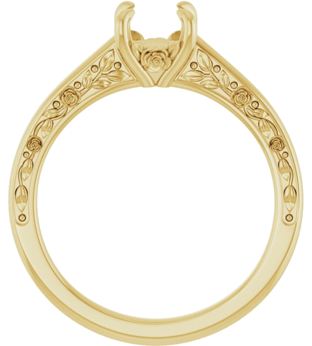 Sužadėtuvių Žiedas „Solitaire Floral“ 14k yellow gold Round 6.5mm (2)