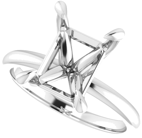 14K White  10x8 mm Emerald Solitaire Engagement Ring Mounting (5)