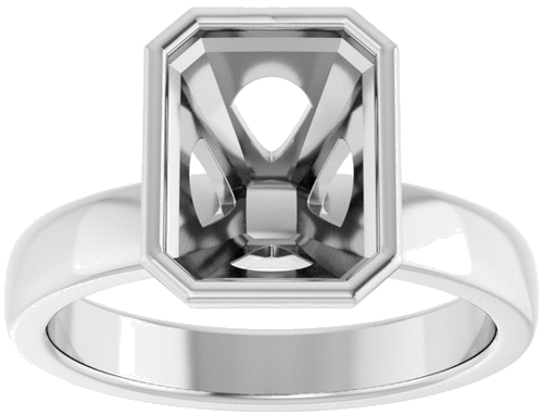 Sužadėtuvių Žiedas „Bezel-Set Solitaire“ 14k white gold Emerald 9mm x 7mm (3)