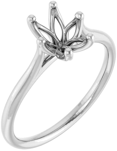 14K White 8x6 mm Oval Engagement Ring Mounting (1)