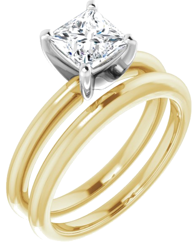 14K Yellow   White  5.5x5.5 mm Square Solitaire Engagement Ring Mounting (6)