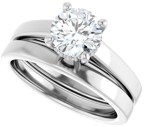 Sužadėtuvių Žiedas „Hidden Halo-Style“ 14k white gold Round 6.5mm (10)
