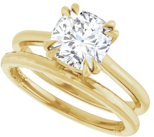 14K Yellow 7 mm Cushion Solitaire Engagement Ring Mounting (7)