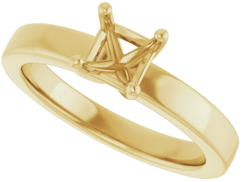 14K Yellow 5 mm Asscher Solitaire Engagement Ring Mounting (4)