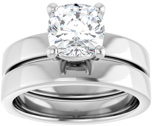 14K White 7 mm Cushion Solitaire Engagement Ring Mounting (8)