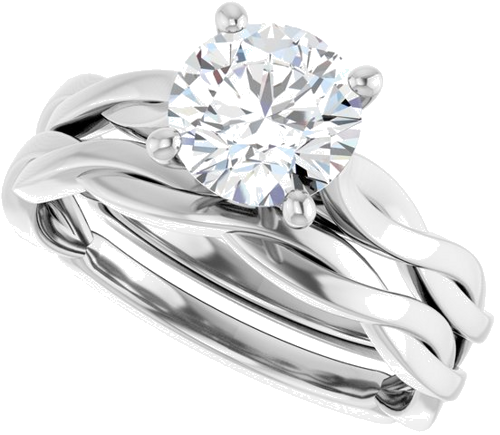 Sužadėtuvių Žiedas „Infinity-Inspired“ 14k white gold Round 7mm (10)