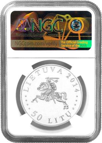 2014 VDU Universiteto atkūrimas Lietuva 50 litų sidabrinė moneta PF 70 ULTRA CAMEO (2)