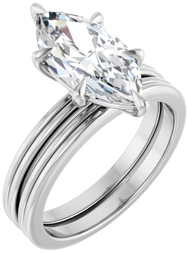 Sužadėtuvių Žiedas „Claw-Prong Solitaire“ 14k white gold Marquise 14mm x 7mm (6)