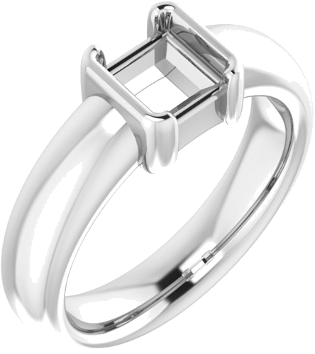 14K White 5.5 x 5.5 mm Square Half Bezel Solitaire Engagement Ring Mounting (1)