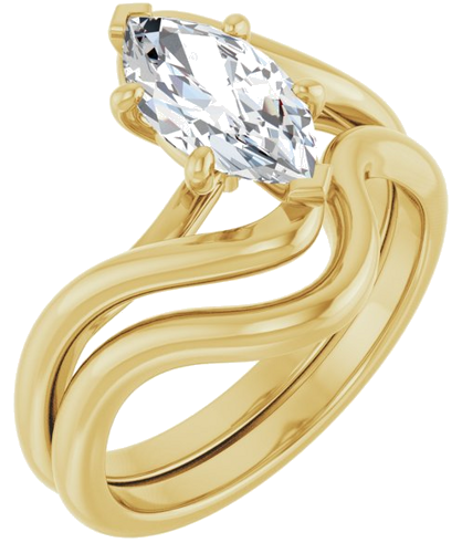 Sužadėtuvių Žiedas „Bypass“ 14k yellow gold Marquise 10.5mm x 5.5mm (6)