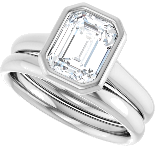 14K White  8x6 mm Emerald Solitaire Engagement Ring Mounting (10)