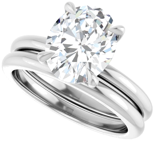 14K White 10x8 mm Oval Solitaire Engagement Ring Mounting (10)