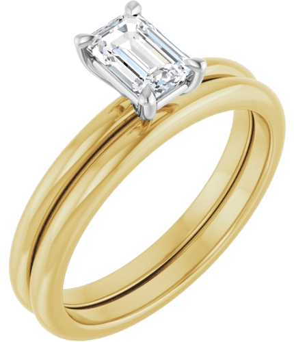 14K Yellow White 6x4 mm Emerald Solitaire Engagement Ring Mounting (6)