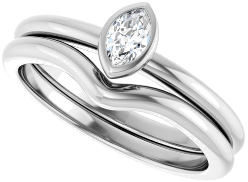 Sužadėtuvių Žiedas „Bezel-Set“ 950 Platinos Marquise 5mm x 3mm (10)